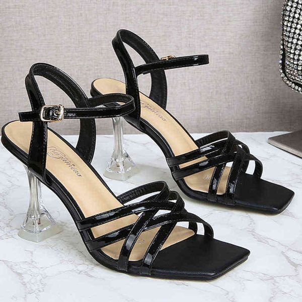 sandals fashion stiletto sandals wine glass with european and american stilettos square toe fairy style 220309, Black
sandals fashion stiletto sandals wine glass with european and american stilettos square toe fairy style 220309, Black