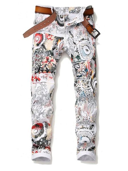 men's jeans high print street national style slim straight colored painted stretch quality pants size 29-38, Blue
men's jeans high print street national style slim straight colored painted stretch quality pants size 29-38, Blue