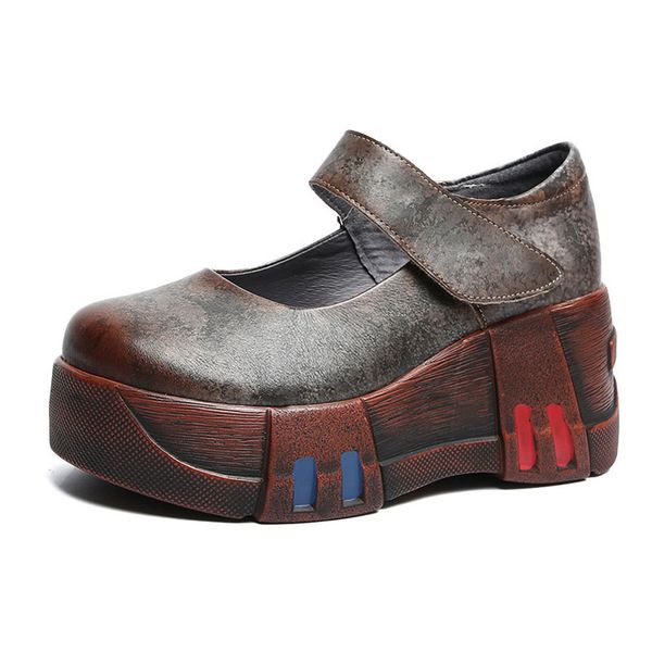 dress shoes yourseason women wedges pumps retro genuine leather high heels round toe 2021 spring autumn female platform hook loop, Black
dress shoes yourseason women wedges pumps retro genuine leather high heels round toe 2021 spring autumn female platform hook loop, Black