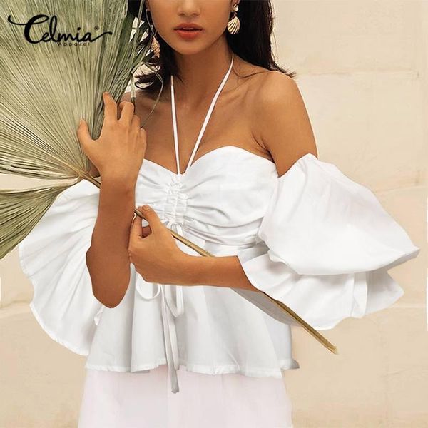celmia elegant office off shoulder shirt women summer halter lantern sleeve white blouse tunic pleated casual blusas 7
celmia elegant office off shoulder shirt women summer halter lantern sleeve white blouse tunic pleated casual blusas 7