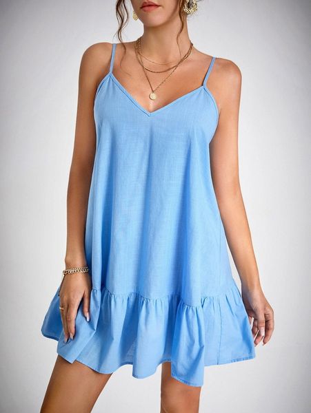 tall solid ruffle hem cami dress e9ba#, Black;gray
tall solid ruffle hem cami dress e9ba#, Black;gray