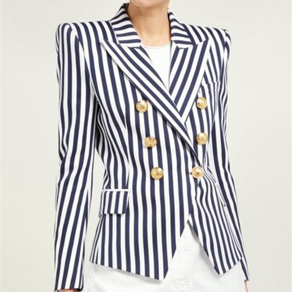 2019 runway women's double breasted striped coat jacket lion buttons new fashion slim long sleeve jacket x4241, Black;brown
2019 runway women's double breasted striped coat jacket lion buttons new fashion slim long sleeve jacket x4241, Black;brown