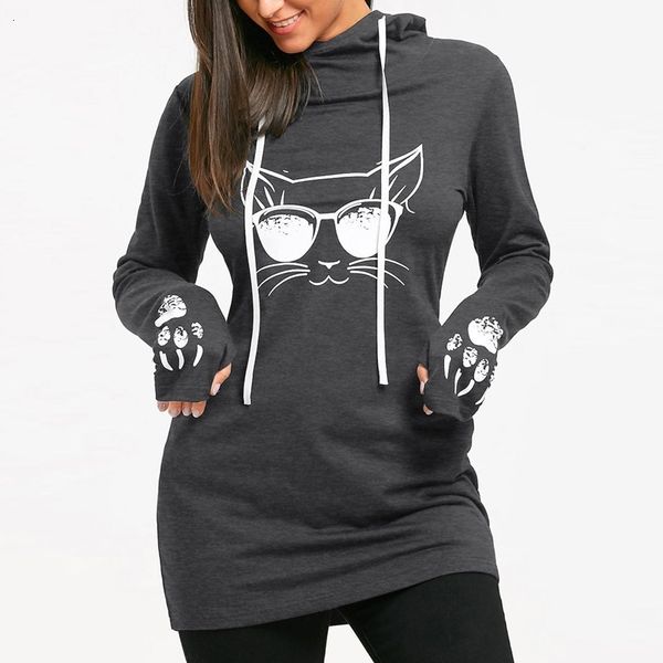 women plus size harajuku cat printed hoodies long sleeve dress drawstring sweatshirt korean style sueter feminino wz*, Black
women plus size harajuku cat printed hoodies long sleeve dress drawstring sweatshirt korean style sueter feminino wz*, Black
