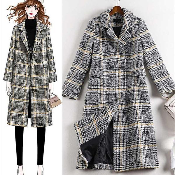 plus size 5xl jackets women plaid wool blends coat loose long double breasted woolen outerwear winter coat office overcoat g8001, Black
plus size 5xl jackets women plaid wool blends coat loose long double breasted woolen outerwear winter coat office overcoat g8001, Black