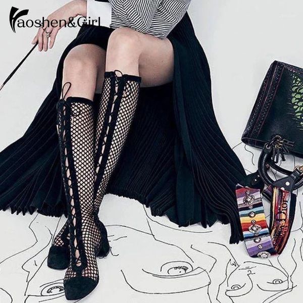 haoshen&girl genuine leather shoes women's summer boots mesh shoes high heels hollow-out rome style lace up net boots1, Black
haoshen&girl genuine leather shoes women's summer boots mesh shoes high heels hollow-out rome style lace up net boots1, Black