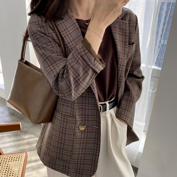 new spring and in the relaxed casual autumn only retro female breasted personality common fashion thin lapel plaid chic blazer f542, White;black
new spring and in the relaxed casual autumn only retro female breasted personality common fashion thin lapel plaid chic blazer f542, White;black