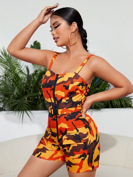 sxy camo print push buckle belted tank jumpsuit p2c6#, White 
sxy camo print push buckle belted tank jumpsuit p2c6#, White