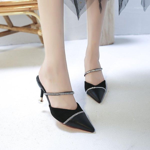 slippers high heel women pointed toe mules shoes summer closed metal stiletto sandals 8 cm/6 cm1, Black
slippers high heel women pointed toe mules shoes summer closed metal stiletto sandals 8 cm/6 cm1, Black