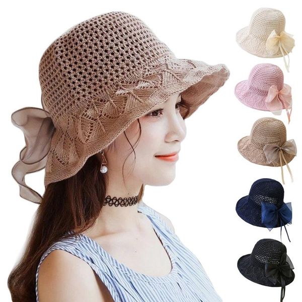Silk Bows Summer Bucket Hats Women Solid Color Knitted Hollow Outdoor Sun Hat Wide Brim Female Fisherman Caps Beach Hats, Blue;gray
Silk Bows Summer Bucket Hats Women Solid Color Knitted Hollow Outdoor Sun Hat Wide Brim Female Fisherman Caps Beach Hats, Blue;gray