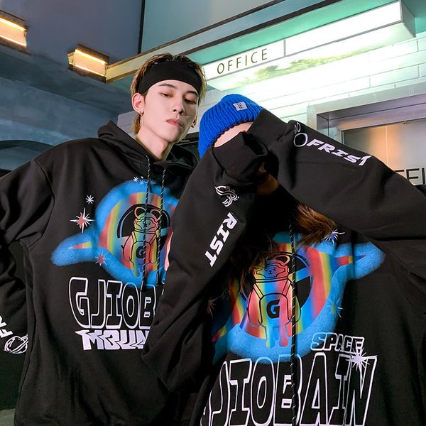 new style autumn and winter reflective luminous hooded sweater fashion couple's large size men women fashion brand loose coat, Black
new style autumn and winter reflective luminous hooded sweater fashion couple's large size men women fashion brand loose coat, Black
