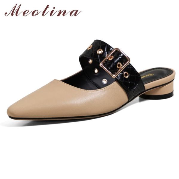 meotina pointed toe women pumps genuine leather low heel mules shoes buckle slip on footwear block heels casual shoes spring new, Black
meotina pointed toe women pumps genuine leather low heel mules shoes buckle slip on footwear block heels casual shoes spring new, Black