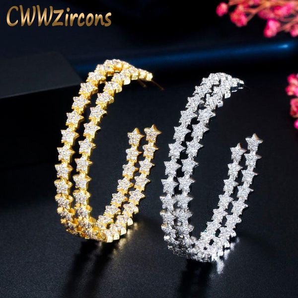 cwwzircons trendy cubic zirconia star shape long big round circle cz hoop earrings women dubai gold color party jewelry cz746, Golden;silver
cwwzircons trendy cubic zirconia star shape long big round circle cz hoop earrings women dubai gold color party jewelry cz746, Golden;silver