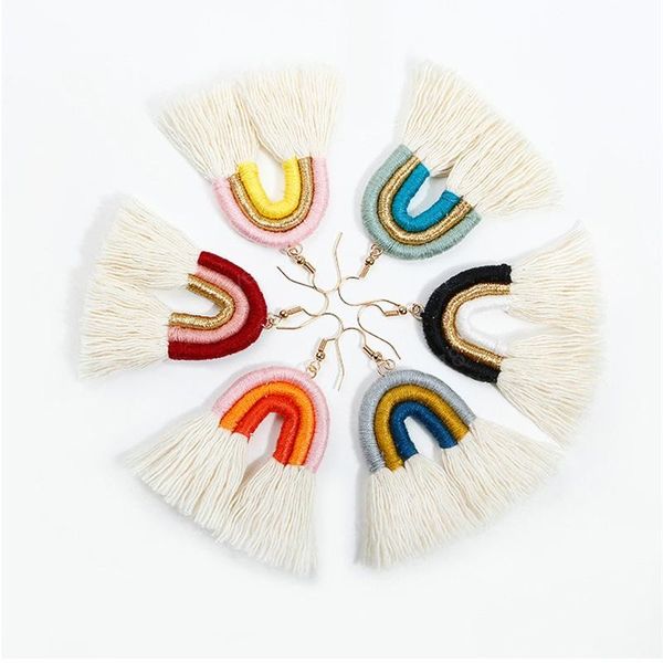 bohemian rainbow tassel earrings weave string tassel dangle earrings chandelier ear cuff for women fashion jewelry, Golden
bohemian rainbow tassel earrings weave string tassel dangle earrings chandelier ear cuff for women fashion jewelry, Golden