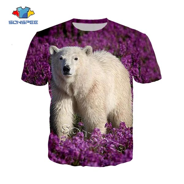 summer men polar bear print forest design sportswear 3d print shirts aesthetic humor kawaii men clothing