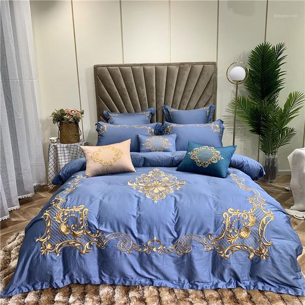 blue green european 100s egyptian cotton bedding set gold royal embroidery duvet cover bed sheet/linen pillowcases1
blue green european 100s egyptian cotton bedding set gold royal embroidery duvet cover bed sheet/linen pillowcases1
