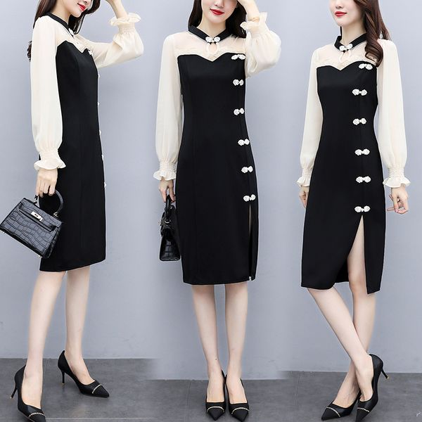 vintage elegant womens plus size dressed casual thin party cheongsam fat 100kg woman wear chinese dresses isvq, Black;gray
vintage elegant womens plus size dressed casual thin party cheongsam fat 100kg woman wear chinese dresses isvq, Black;gray