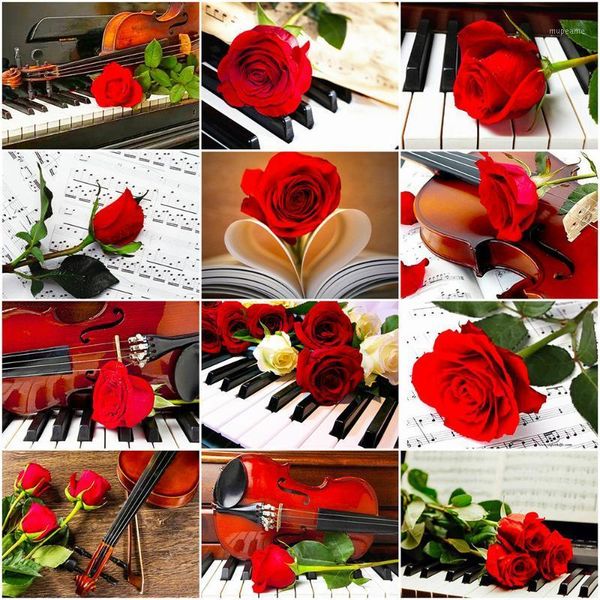 paintings evershine 5d diy diamond painting rose violin embroidery flower cross stitch picture of rhinestones art home decoration1