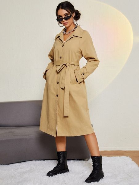 single breasted belted coat 53ur#, Tan;black
single breasted belted coat 53ur#, Tan;black