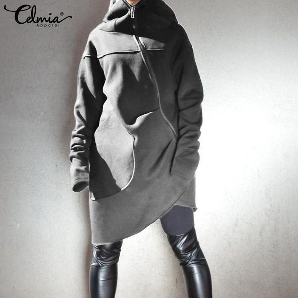 women's jackets 5xl celmia women autumn winter coats long casual loose asymmetrical hoodies sweatshirts zipper solid hooded plus size, Black;brown
women's jackets 5xl celmia women autumn winter coats long casual loose asymmetrical hoodies sweatshirts zipper solid hooded plus size, Black;brown
