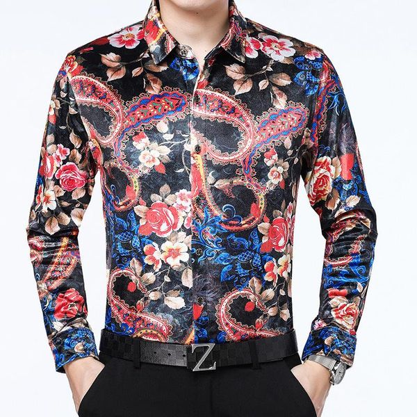 men's casual shirts cashew flowers printed mens floral plus size blouse retro velvet fancy dress for big breasts gentlemen, White;black
men's casual shirts cashew flowers printed mens floral plus size blouse retro velvet fancy dress for big breasts gentlemen, White;black