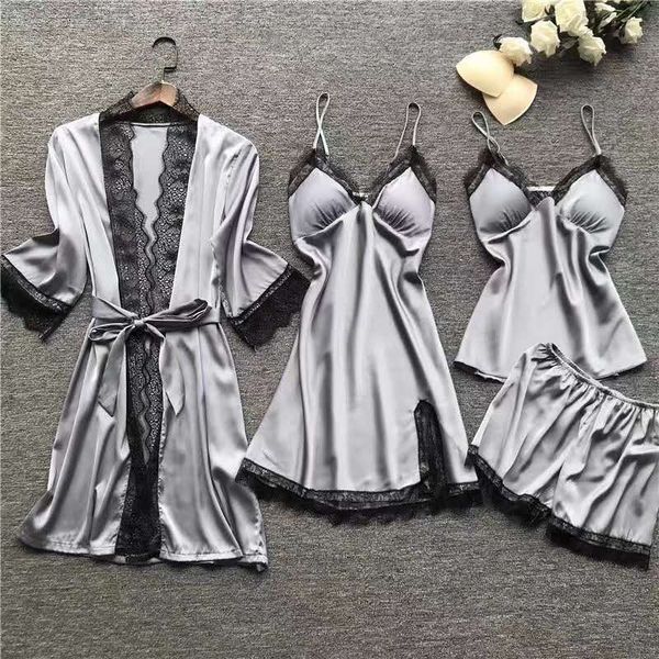 2021 new women's summer silk robe sets elegant female nightgown solid with lace sashes homewear ladies sleepwear nightdress qvot, Black;red
2021 new women's summer silk robe sets elegant female nightgown solid with lace sashes homewear ladies sleepwear nightdress qvot, Black;red