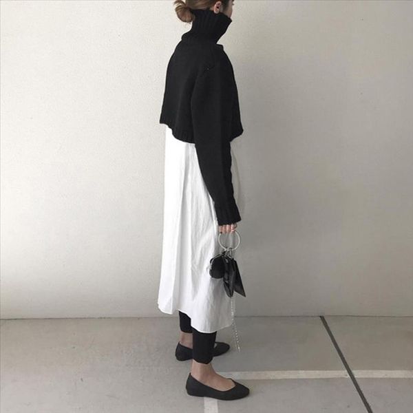 autumn two piece sets short high neck knitted sweater and white long dress korean elegant women sets causal suits, Gray
autumn two piece sets short high neck knitted sweater and white long dress korean elegant women sets causal suits, Gray