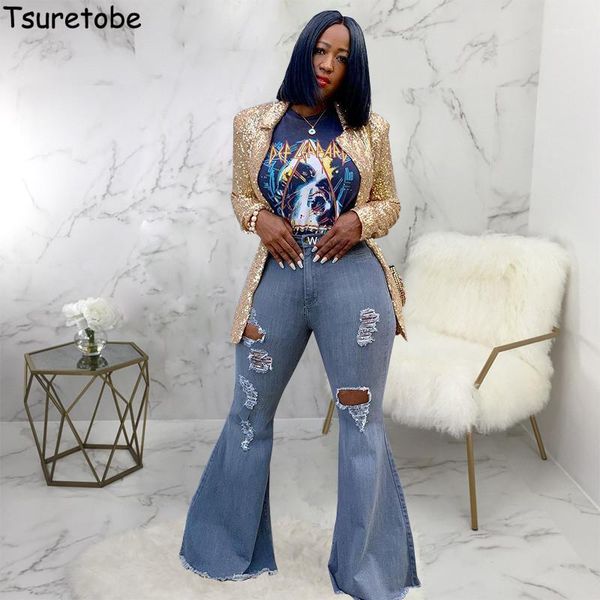 tsuretobe autumn plus size flare pants women ripped jeans fashion high waist wide leg pants casual bell-bottoms jeans trousers1, Blue
tsuretobe autumn plus size flare pants women ripped jeans fashion high waist wide leg pants casual bell-bottoms jeans trousers1, Blue