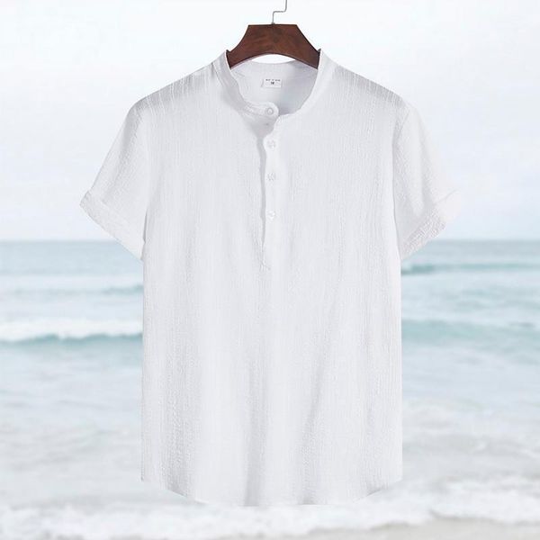 men's casual long sleeved shirt loose summer men's breathable solid color stand collar button cotton shirt male streetwear, White;black
men's casual long sleeved shirt loose summer men's breathable solid color stand collar button cotton shirt male streetwear, White;black