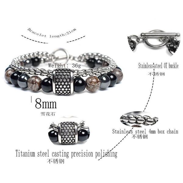 eif dock 8mm men's mix natural stone beaded bracelet stainless steel double link chain bracelets male jewelry gifts qyljwv, Black
eif dock 8mm men's mix natural stone beaded bracelet stainless steel double link chain bracelets male jewelry gifts qyljwv, Black