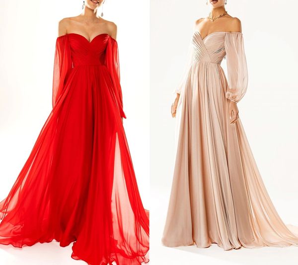 red/champagne a-line formal evening dress 2022 off the shoulder long sleeve 3d chiffon with pleats prom party gown robe de soiree vestidos l, Black;red
red/champagne a-line formal evening dress 2022 off the shoulder long sleeve 3d chiffon with pleats prom party gown robe de soiree vestidos l, Black;red
