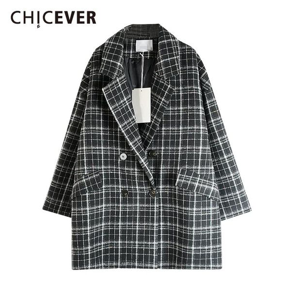 women's wool & blends chicever vintage plaid tweed trench for women lapel long sleeve hit color loose oversized coats female 2021 autum, Black
women's wool & blends chicever vintage plaid tweed trench for women lapel long sleeve hit color loose oversized coats female 2021 autum, Black