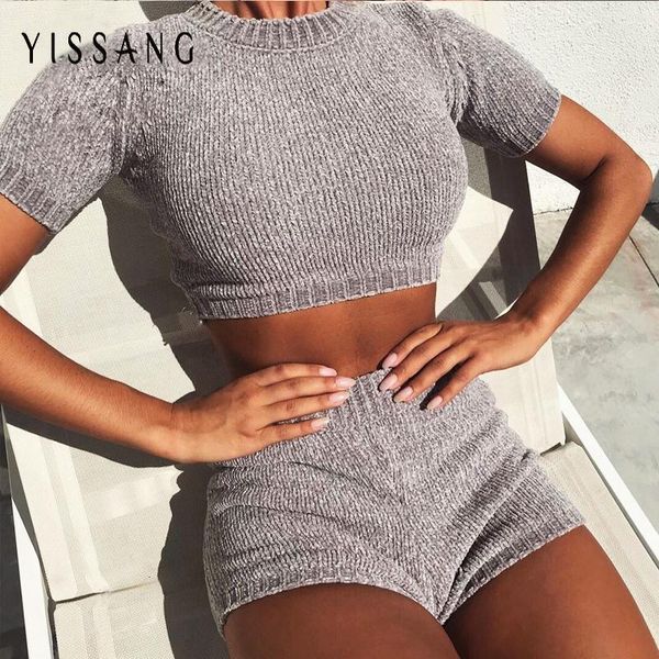 yissang summer knitted two piece set women o neck short sleeve crop and pants set 2 piece lounge wear streetwear, Gray
yissang summer knitted two piece set women o neck short sleeve crop and pants set 2 piece lounge wear streetwear, Gray