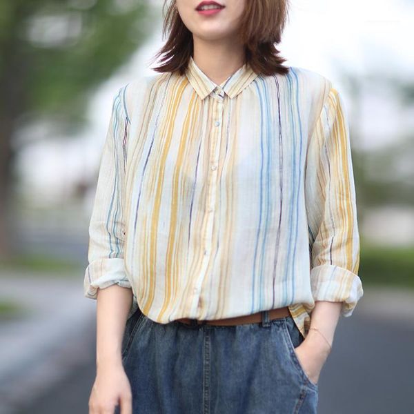 women's blouses & shirts autumn spring women casual striped loose wild full sleeve female fashion 1, White
women's blouses & shirts autumn spring women casual striped loose wild full sleeve female fashion 1, White