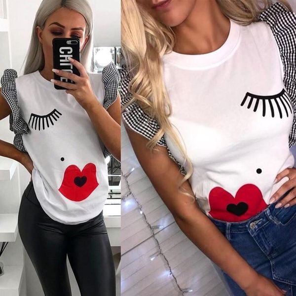 womens blouse eye lip print butterfly sleeve female shirt o neck ladies shirt beach elegant blusas de mujer verano, White
womens blouse eye lip print butterfly sleeve female shirt o neck ladies shirt beach elegant blusas de mujer verano, White