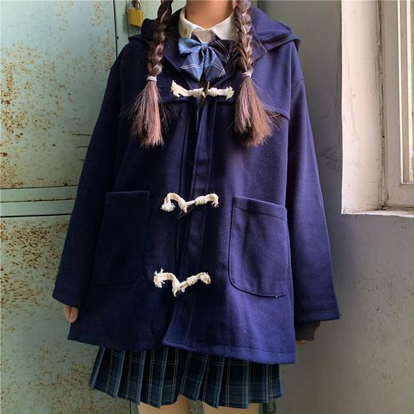 women's wool & blends japanese winter horn button coat women lolita sweet kawaii hooded soft girl lambswool coats vintage plus cotton t, Black
women's wool & blends japanese winter horn button coat women lolita sweet kawaii hooded soft girl lambswool coats vintage plus cotton t, Black