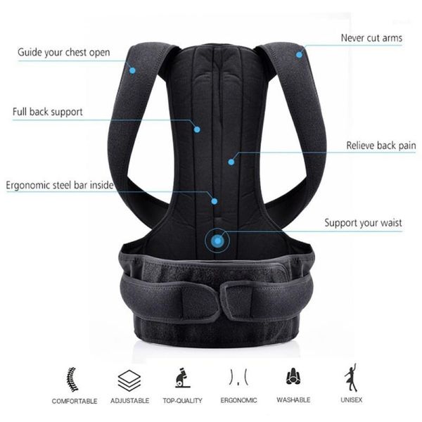 back support s-4xl brace shoulder care posture corrector adjustable clavicle strap improve sit walk prevent slouching1, Black;blue
back support s-4xl brace shoulder care posture corrector adjustable clavicle strap improve sit walk prevent slouching1, Black;blue