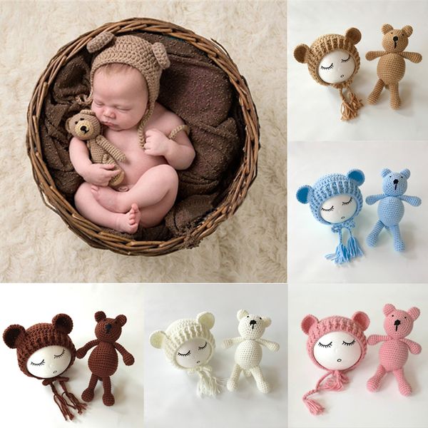 newborn baby pgraphy props handmade knitting bears ear hat+toys set baby p props accessories baby hats fotografia caps lj201105
newborn baby pgraphy props handmade knitting bears ear hat+toys set baby p props accessories baby hats fotografia caps lj201105