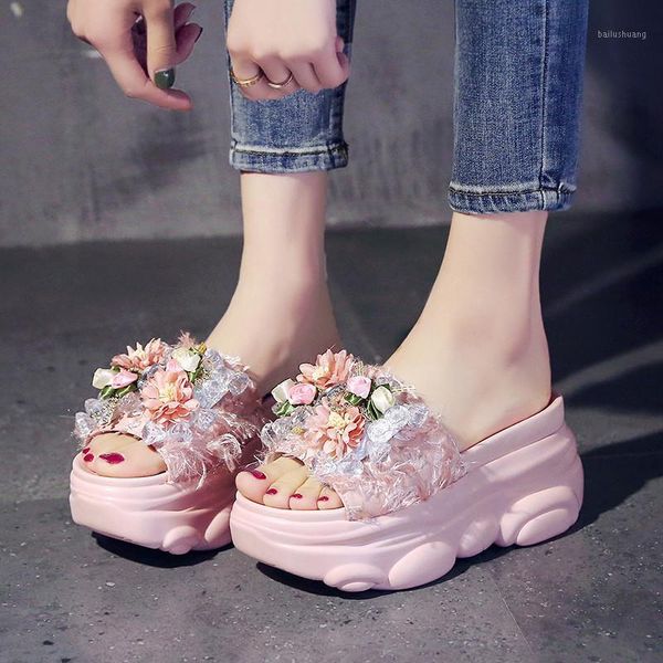 8.5cm height women's summer casual shoes fashion crystal flowers wedge slides sweet girl chunky sandals open toed beach slippers1, Black
8.5cm height women's summer casual shoes fashion crystal flowers wedge slides sweet girl chunky sandals open toed beach slippers1, Black