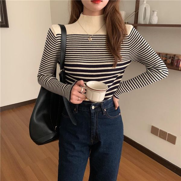 women's sweaters korean women sweater turtleneck for knitted autumn woman long sleeve striped lady knit pullovers, White;black
women's sweaters korean women sweater turtleneck for knitted autumn woman long sleeve striped lady knit pullovers, White;black