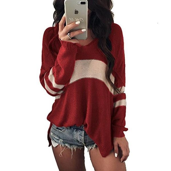 women knitted pullovers v neck split striped sweater women long sleeve womens sweaters 2021 autumn winter pull femme jumper, White;black
women knitted pullovers v neck split striped sweater women long sleeve womens sweaters 2021 autumn winter pull femme jumper, White;black