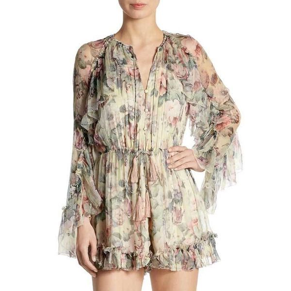 boho inspired women floral print chiffon romper ruffle trim tasseled drawstring waist long sleeve playsuit summer jumpsuit y200422, Black;white
boho inspired women floral print chiffon romper ruffle trim tasseled drawstring waist long sleeve playsuit summer jumpsuit y200422, Black;white
