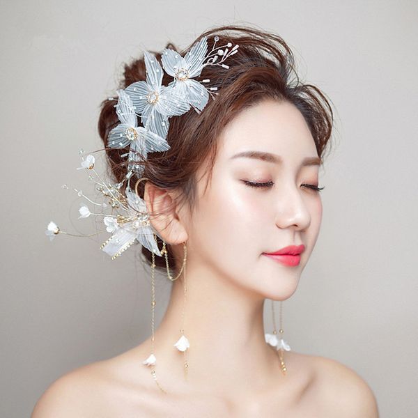bridal headdress fairy hair ornament ear hang korean juan yarn flower sweet pair clip simple and generous wedding ornaments, White;black
bridal headdress fairy hair ornament ear hang korean juan yarn flower sweet pair clip simple and generous wedding ornaments, White;black