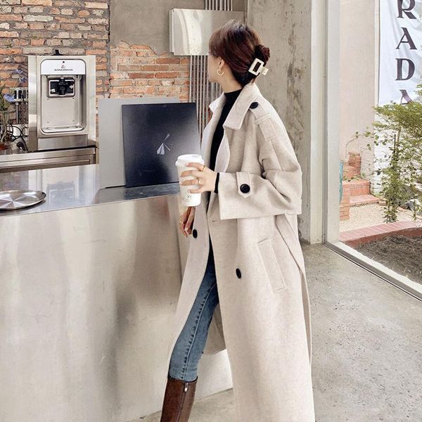 new autumn and winter coat women's middle and long style over the knee hepburn woollen overcoat thickened1, Black
new autumn and winter coat women's middle and long style over the knee hepburn woollen overcoat thickened1, Black