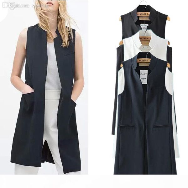 wholesale-women white black long vest coat europen style waistcoat sleeveless jacket back split outwear casual roupa female, Black;white
wholesale-women white black long vest coat europen style waistcoat sleeveless jacket back split outwear casual roupa female, Black;white
