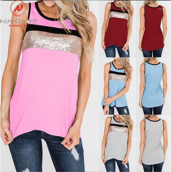 women's tanks & camis fashion women summer casual color matching design sequins decor o-neck sleeveless low waist pullovers, White
women's tanks & camis fashion women summer casual color matching design sequins decor o-neck sleeveless low waist pullovers, White