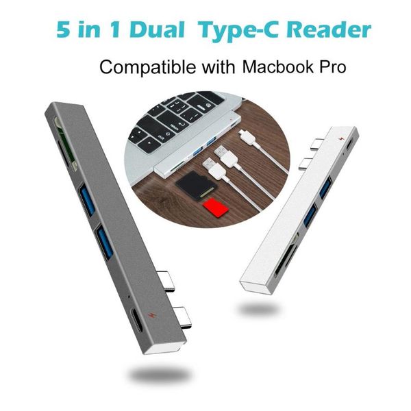 hubs multi-port adapter 5 in 1 hub dual type-c to usb3.0*2+pd+tf intelligent usb replacement for pro
hubs multi-port adapter 5 in 1 hub dual type-c to usb3.0*2+pd+tf intelligent usb replacement for pro