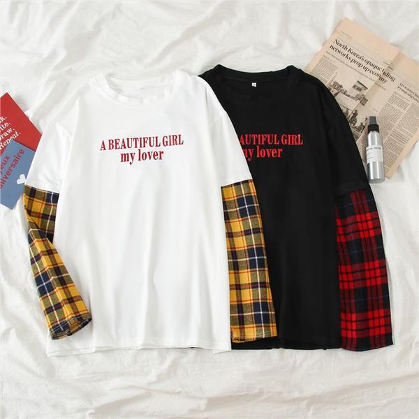 женщины письма печати тенниска harajuku kawaii ulzzang tops streetwear haut ложные 2 шт плед рукавом друзей майка femme, White
женщины письма печати тенниска harajuku kawaii ulzzang tops streetwear haut ложные 2 шт плед рукавом друзей майка femme, White