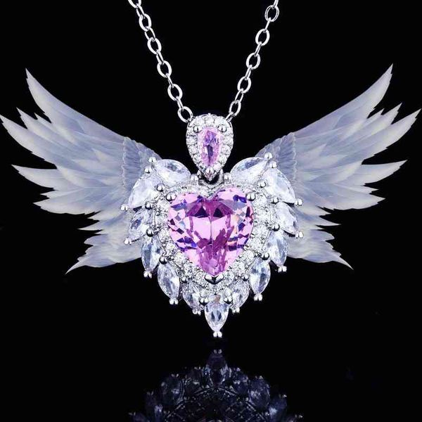 925 silver fashion luxury temperament design angel wing simulated aquamarine heart necklace for women fine jewelry wholesale, Black
925 silver fashion luxury temperament design angel wing simulated aquamarine heart necklace for women fine jewelry wholesale, Black