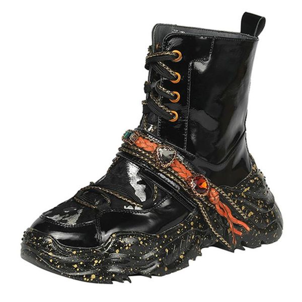 layumi's buckle lace-up boots women gem decoration real leather bottes femme woman fashion retro stivali, Black
layumi's buckle lace-up boots women gem decoration real leather bottes femme woman fashion retro stivali, Black