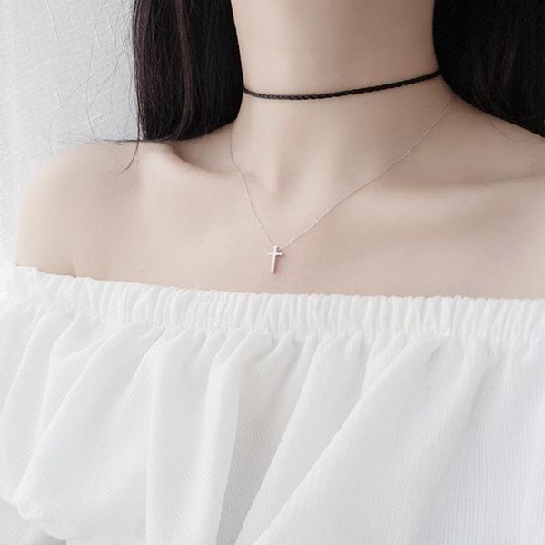 1pc women cross pendant necklace fashion clavicle chain necklace jewelry simple tiny chain choker necklaces female accessories, Silver
1pc women cross pendant necklace fashion clavicle chain necklace jewelry simple tiny chain choker necklaces female accessories, Silver